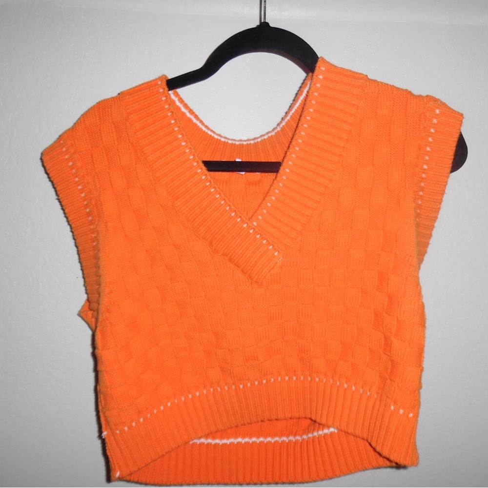 Orange Cropped Sweater Vest